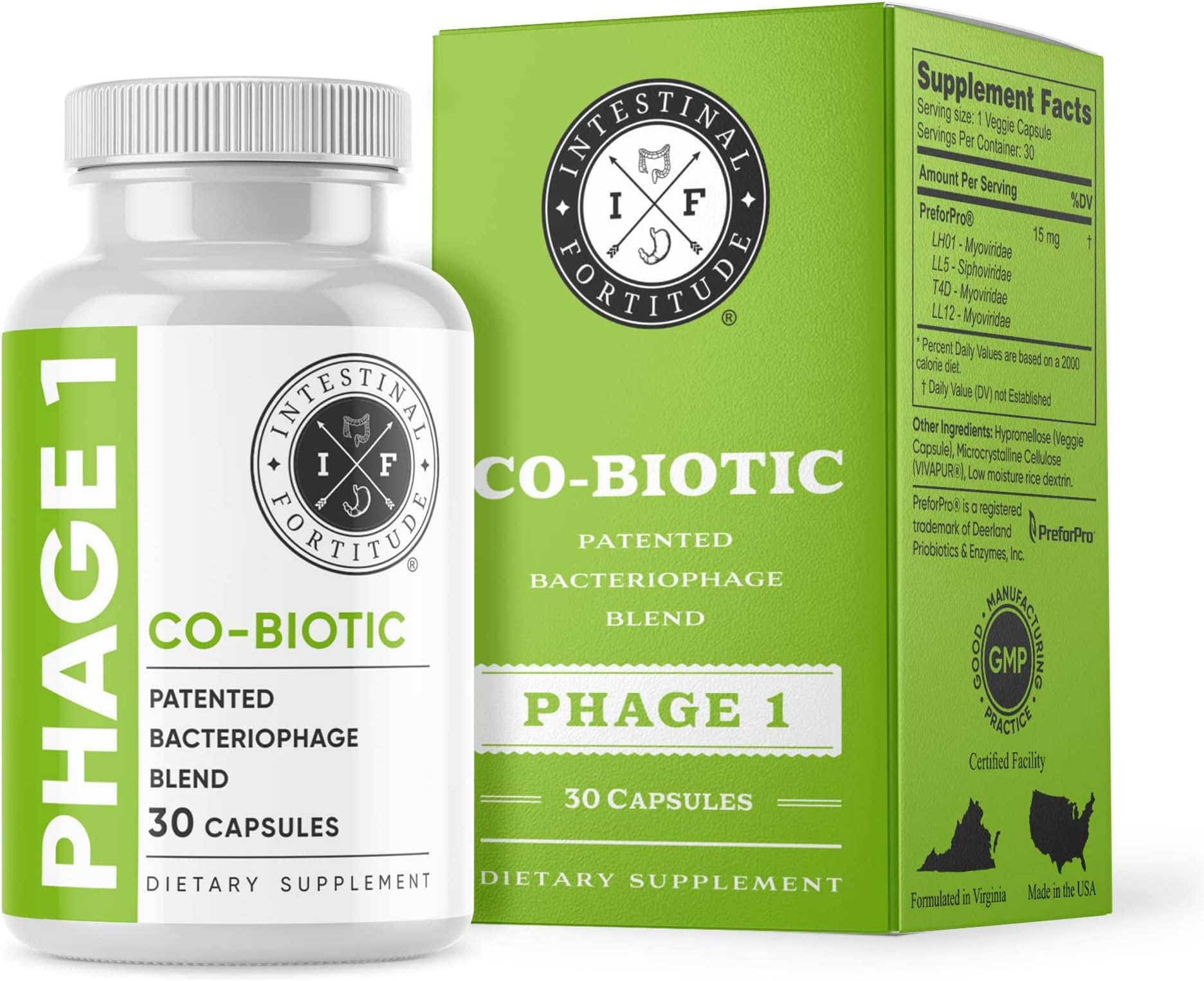 Intestinal Fortitude Phage 1 - Ultimate Gut Health Supplement, Total Restore Intestinal Defense, Patented Bacteriophage Blend for Gut Support, Digestive & Immune System Health, Destroy Bad Bacteria