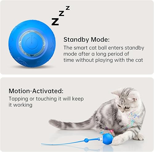 Miniatura 4 de Juguete interactivo para gatos de interior, bola giratoria eléctrica automática con canciones, luz LED y cola larga para activar el movimiento, bola