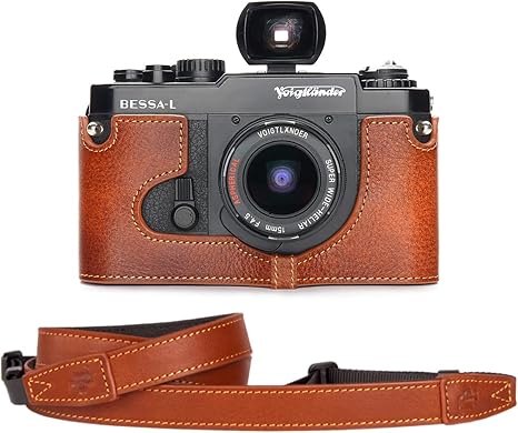 ニッサン・638 Voigtlander Bessa R Brown用ハンドメイド本革ハーフカメラケースバッグカバー