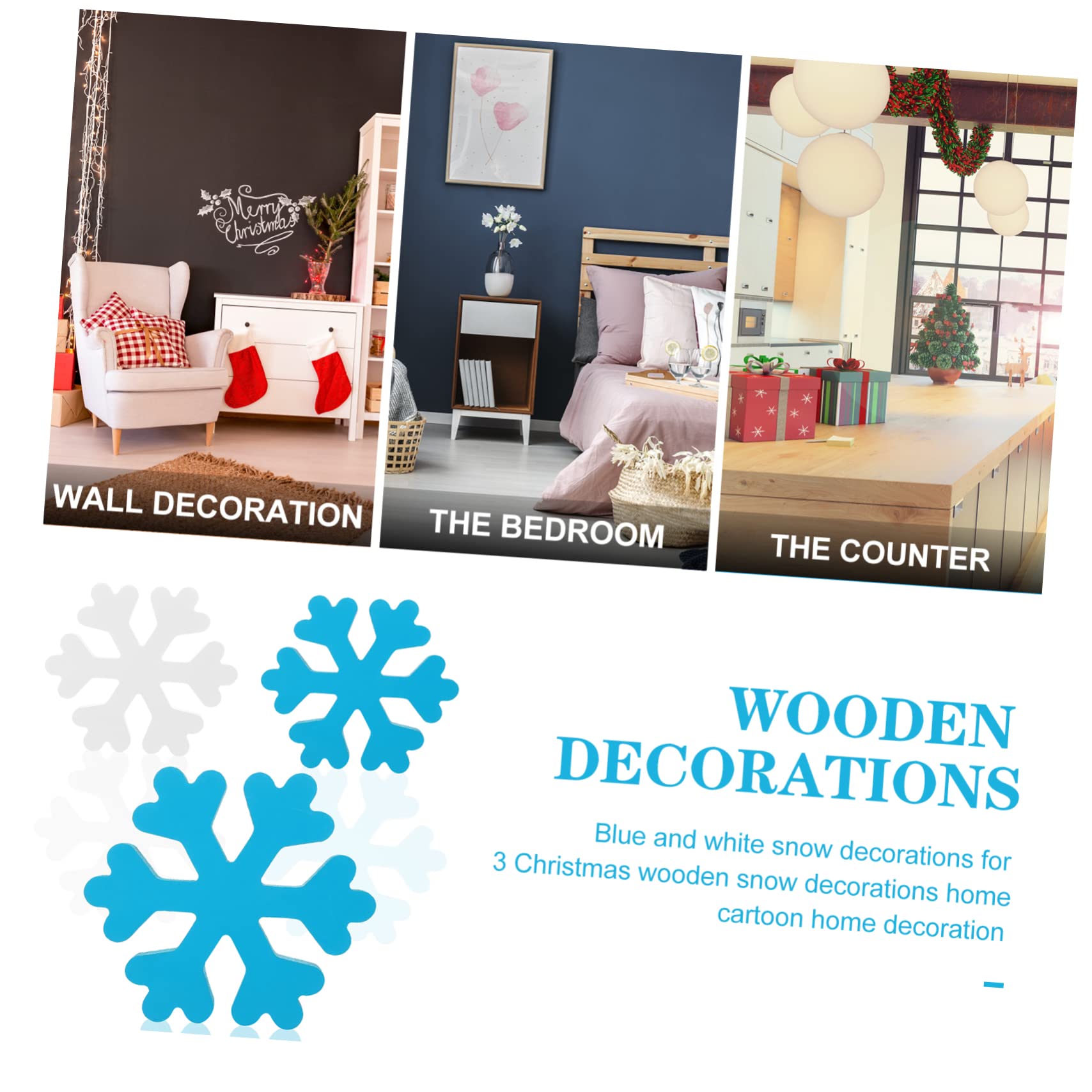 TOPBATHY 12 Stk Schneeflockendekoration Weihnachtsbaumanhänger Zum Aufhängen Rustikale Winterdekoration Dekorative Schneeflocken Blaue Weiße -mittelstück Holz