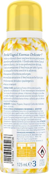Vagisil Deodorante Intimo Spray Donna Essenza Delicata Al Gelsomino Bianco, Igiene Intima, Freschezza E Igiene Per Tutto Il Giorno, Ipoallergenico, Delicato Sulla Pelle, 125 ml - 5