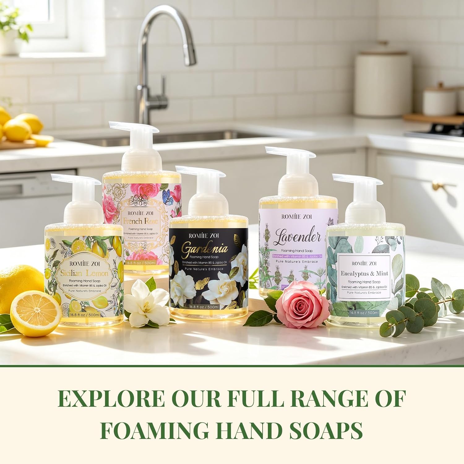 ROMIIE ZOI Foaming Hand Soap with Gift Box- Sicilian Lemon - Formula Moisture & Revitalize - 500ml/ 16.8oz