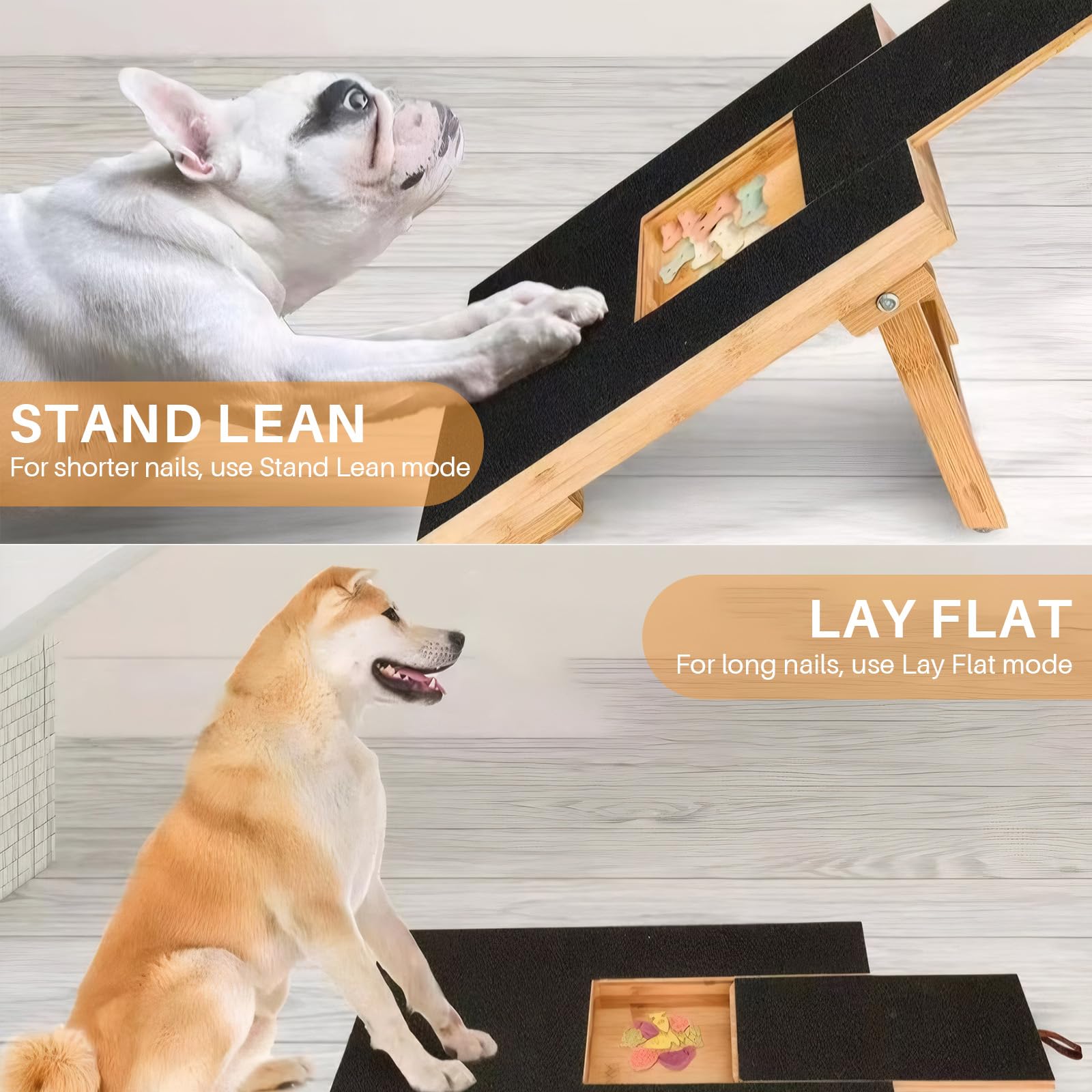 LiveGo Tampon à griffes pour chien, équipé de papier de verre, planche d'entretien sans stress, lime à ongles pour chien avec compartiment à collation, convient pour les chiens de petite et moyenne