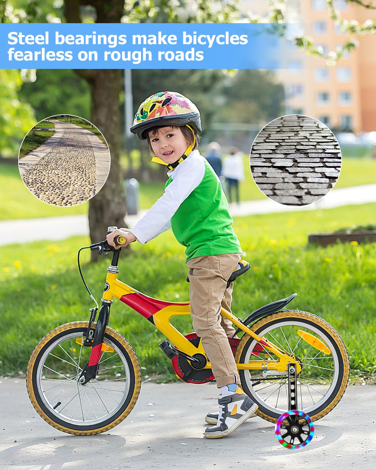 Lot De 2 Roues Stabilisatrices Universelles Avec éclairage Clignotant – Pour Vélos Enfants 12 à 20 Pouces, Avec Sonnette Et Accessoires