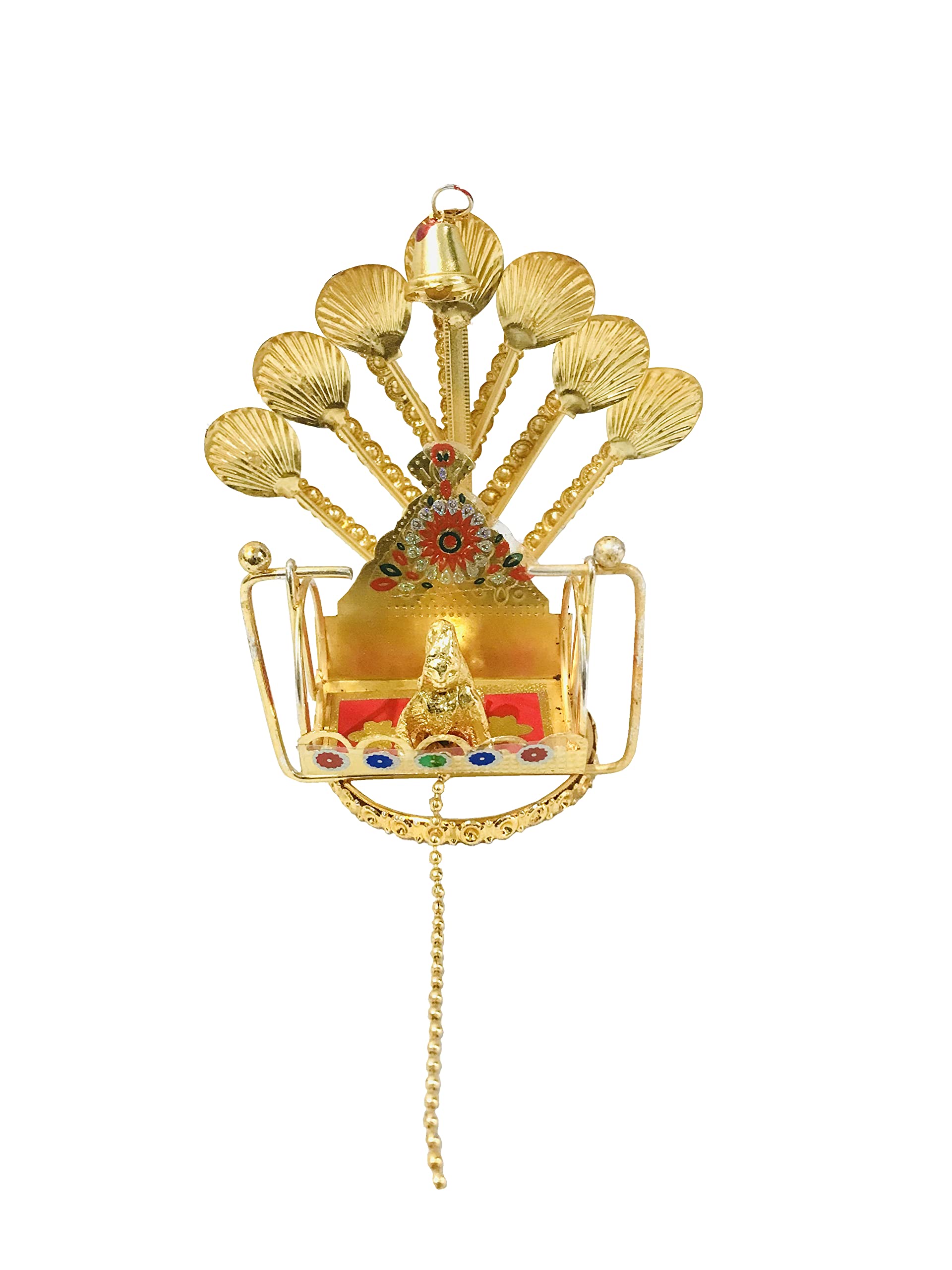 Gavya InternationalLadoo Gopal Jhula or Bal Gopal Lord Krishna jhula Swing for Home Temple mandir or car Dashboard showpiece - (3.5 X 3.5) inch