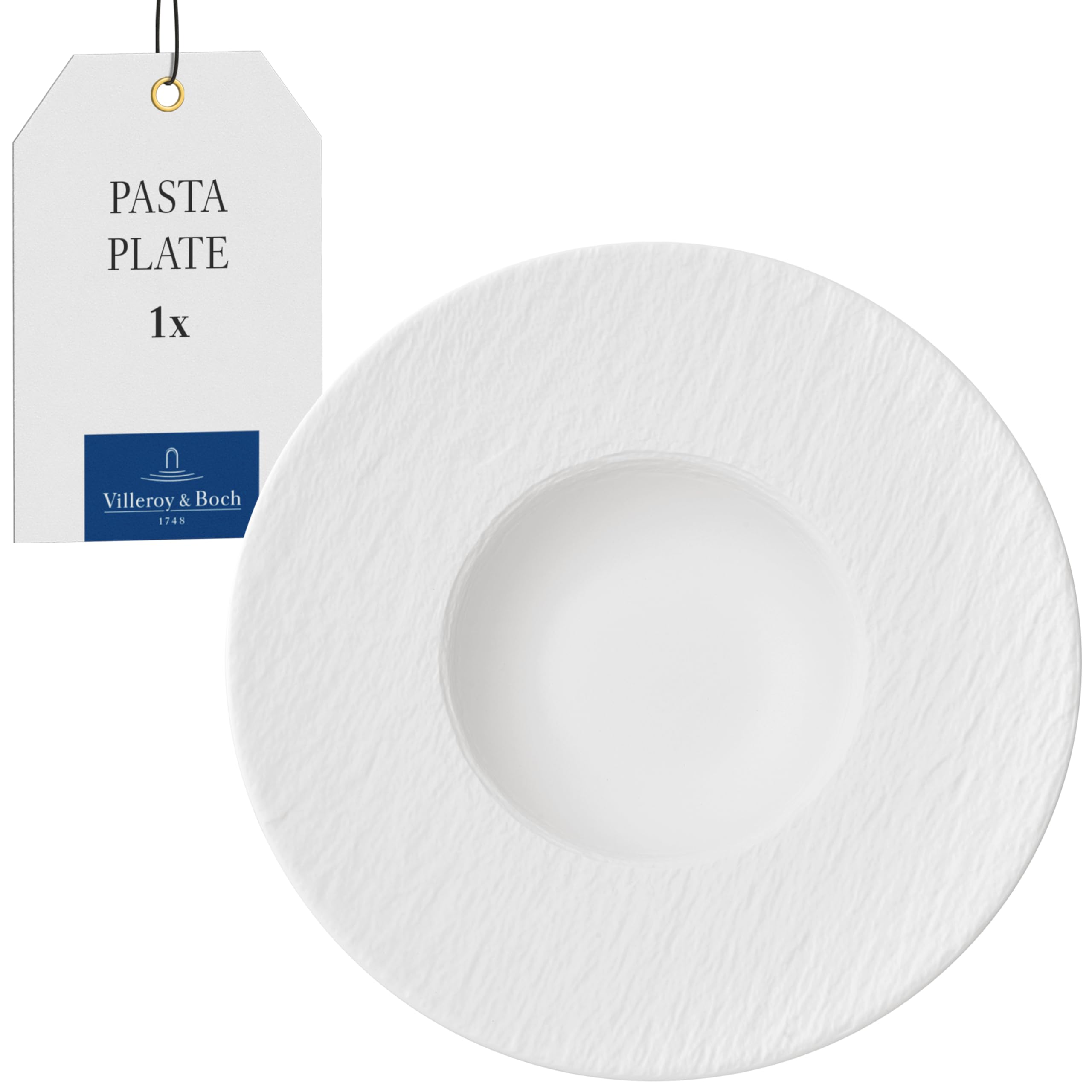 Villeroy & Boch Blanc - Manufacture Rock Pasta Plate 28 Cm White, Dishwasher Safe, Microwave Safe, Dinner Plate For Soup Or Pasta, Dinnerware, Tableware, Premium Porcelain