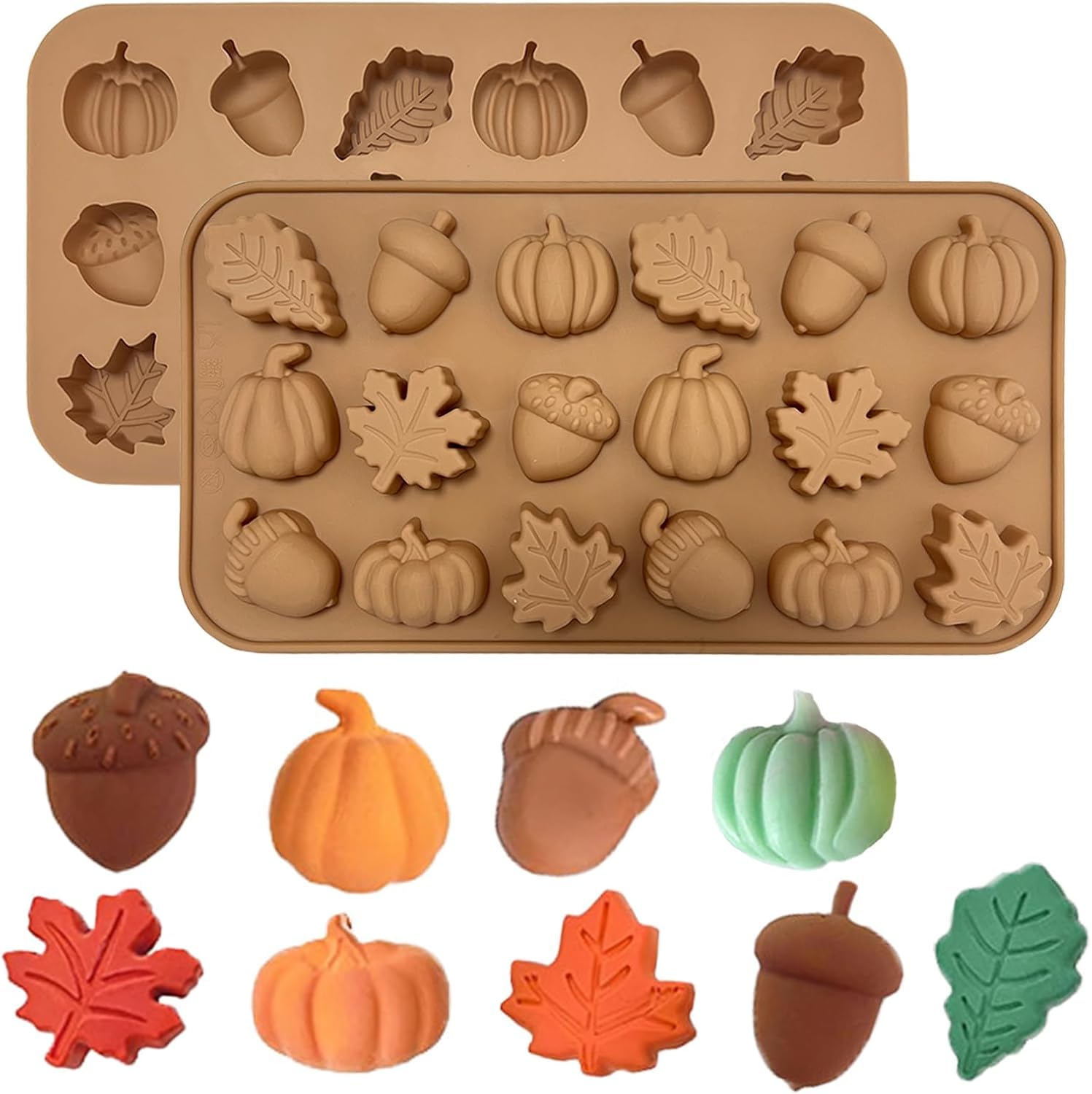 18 Cavity Thanksgiving Silicone Chocolate Mould 3D Thanksgiving Acorn Maple Leaf Autumn Fall Theme Cake Decoration Chocolate Candy Cupcake Gummy Jelly Muffin Ice Cube Soap Candle Melts Mold-image-29