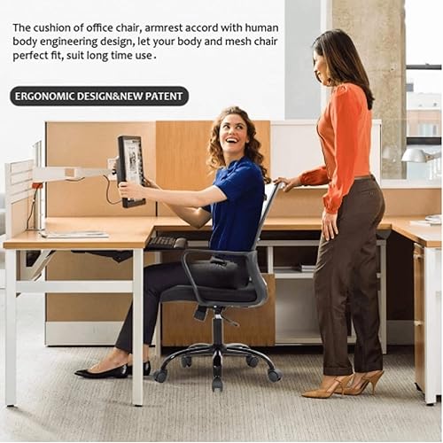Miniatura 7 de Silla de oficina ergonómica de malla, silla de escritorio, silla de computadora con soporte lumbar y reposabrazos, silla de escritorio ajustable