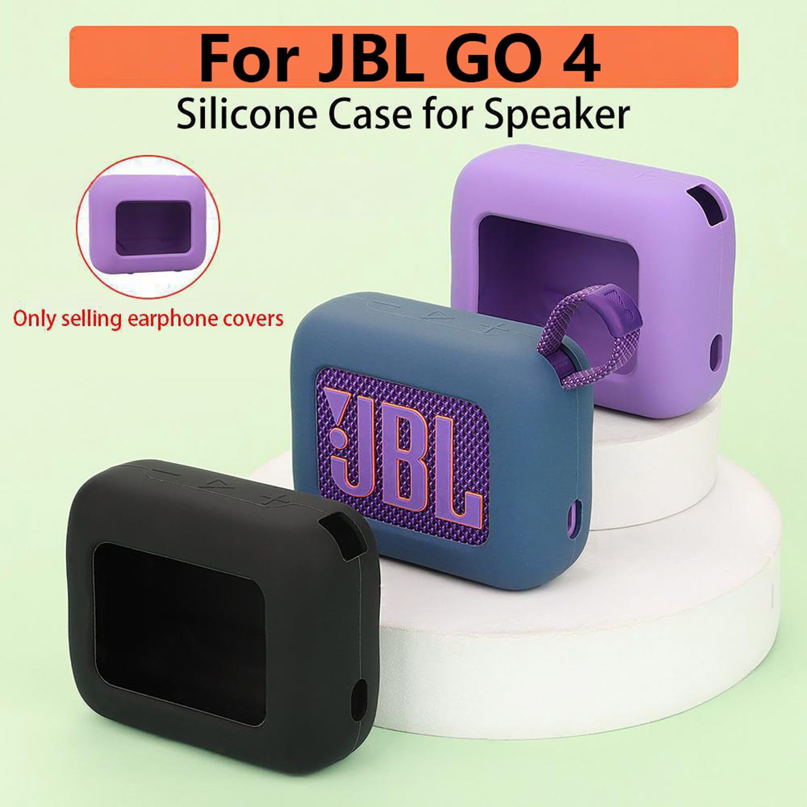 easyBee Etui do JBL Go 4 przenośne z karabińczykiem, płynny silikon, odporne na uderzenia, etui ochronne, głośnik, torba do przenoszenia, kolor czarny