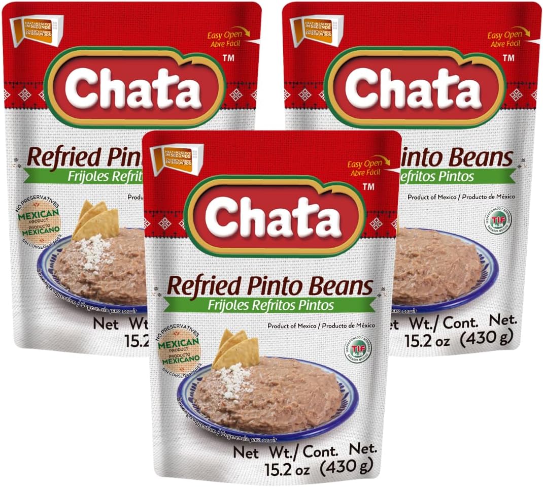 Chata Mexican Refried Pinto Beans, Traditional Style, 15.2 oz (Pack of 3)