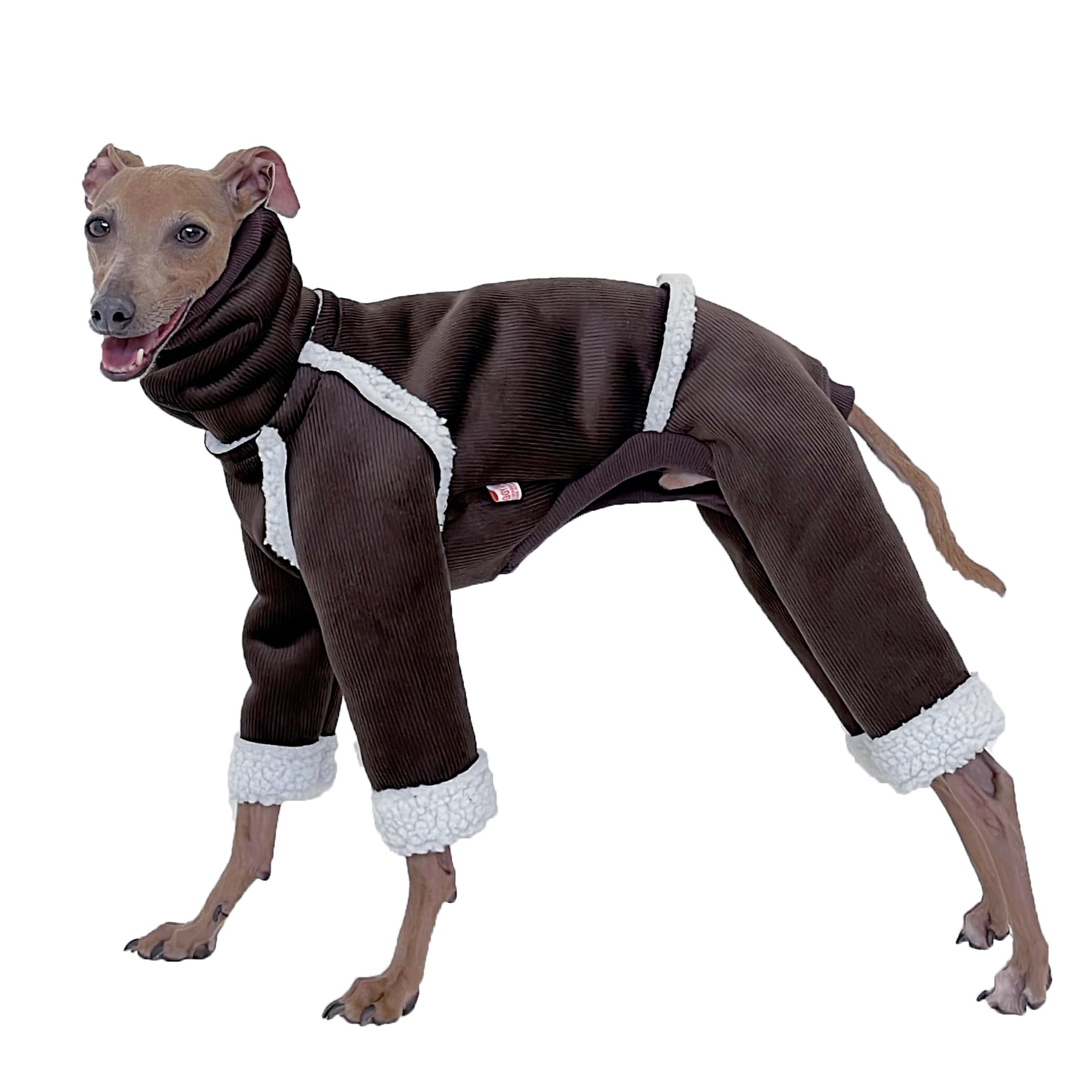 D DOGGY STAR Italian Greyhound Cold Weather Coat Warm Fleece Corduroy Sweater Turtlenceck Onesie Clothes Whippet for Dog (XL,Corduroy Brown) โ image 1