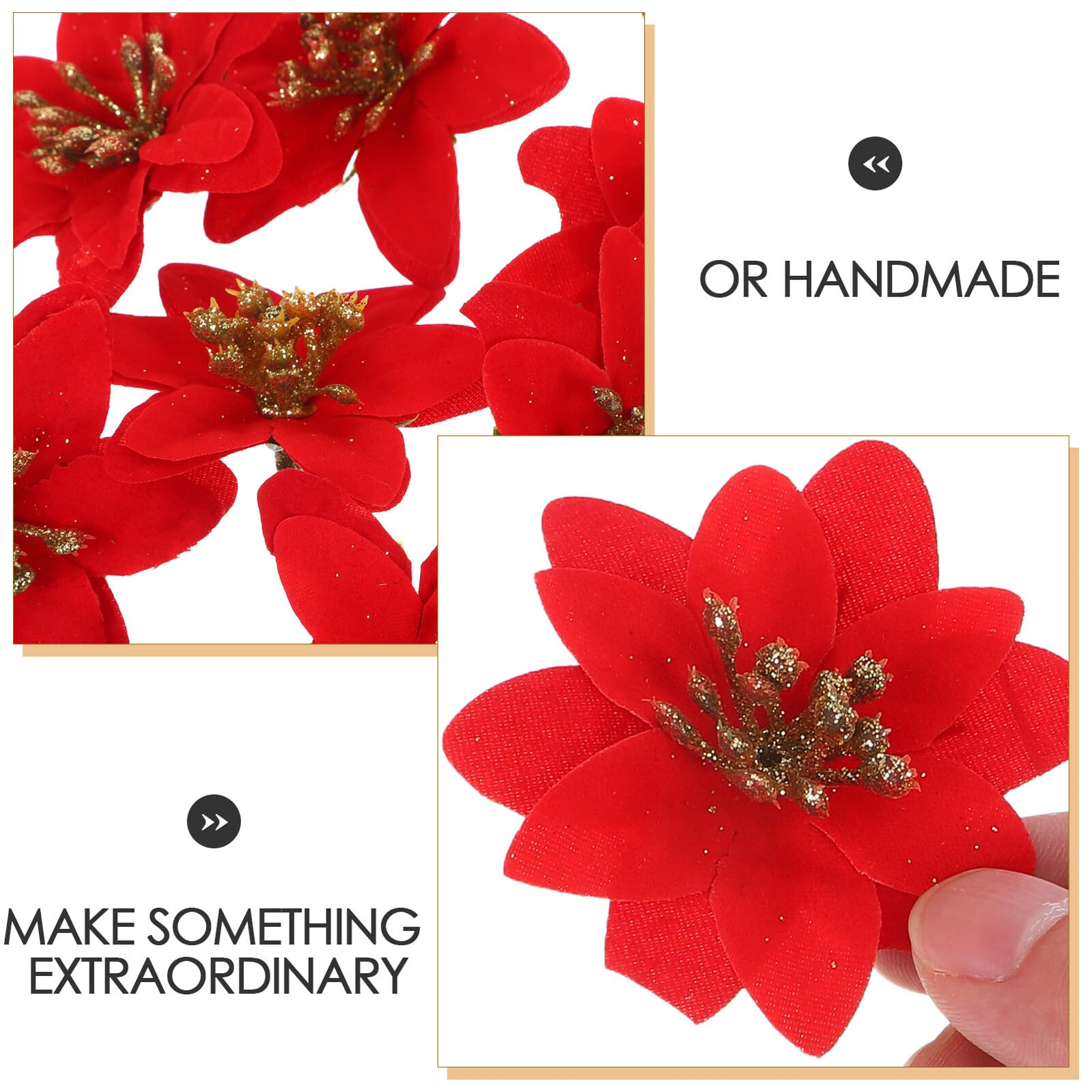 10 Pièces Fleurs Artificielles de Noël Guirlandes Décoratives pour Fête Fleurs Artificielles de Noël