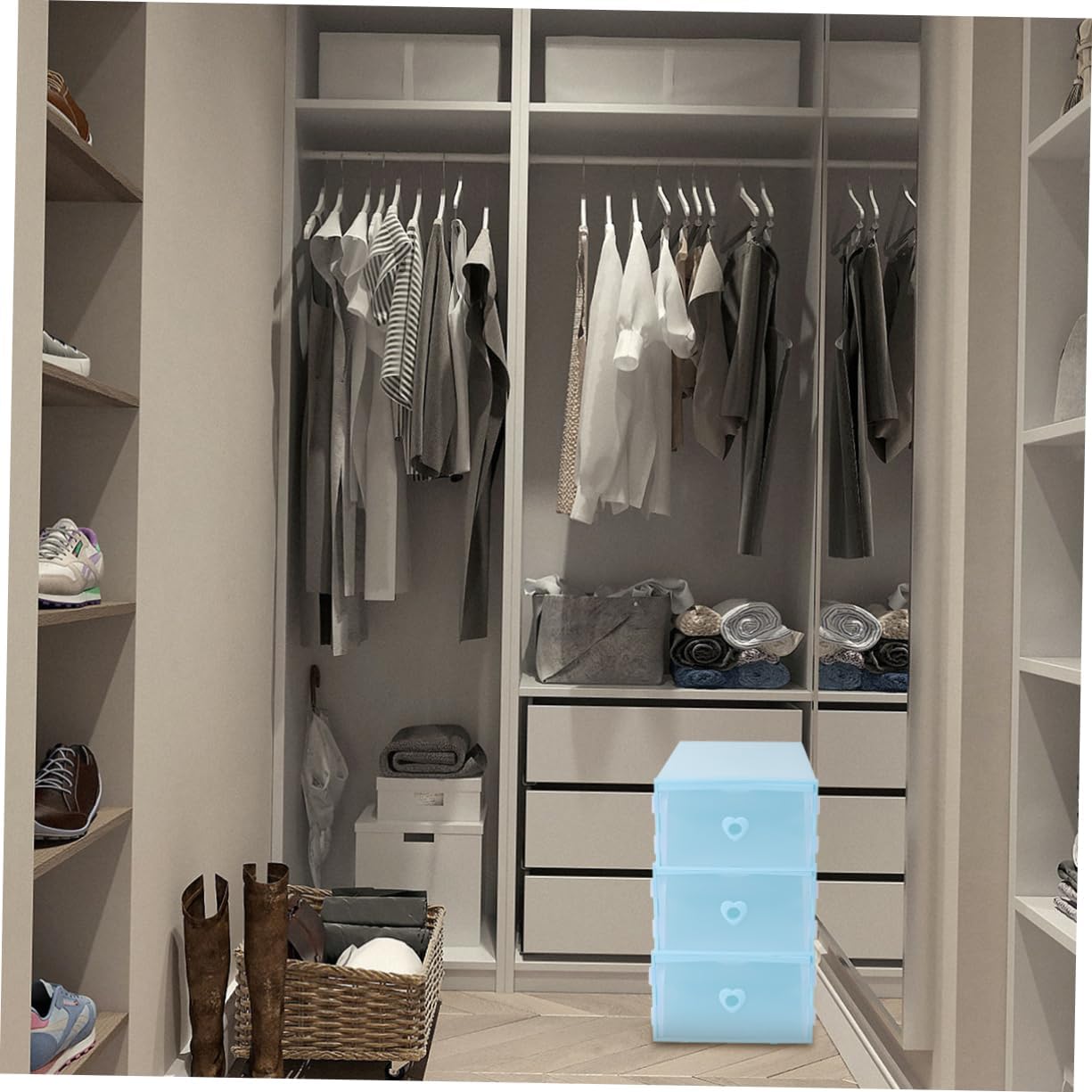 Holibanna 3pcs Thickened Plastic Shoe Storage Box Drawer-type Dustproof and Moisture Organizer for Sneakers and Accessories Light Blue