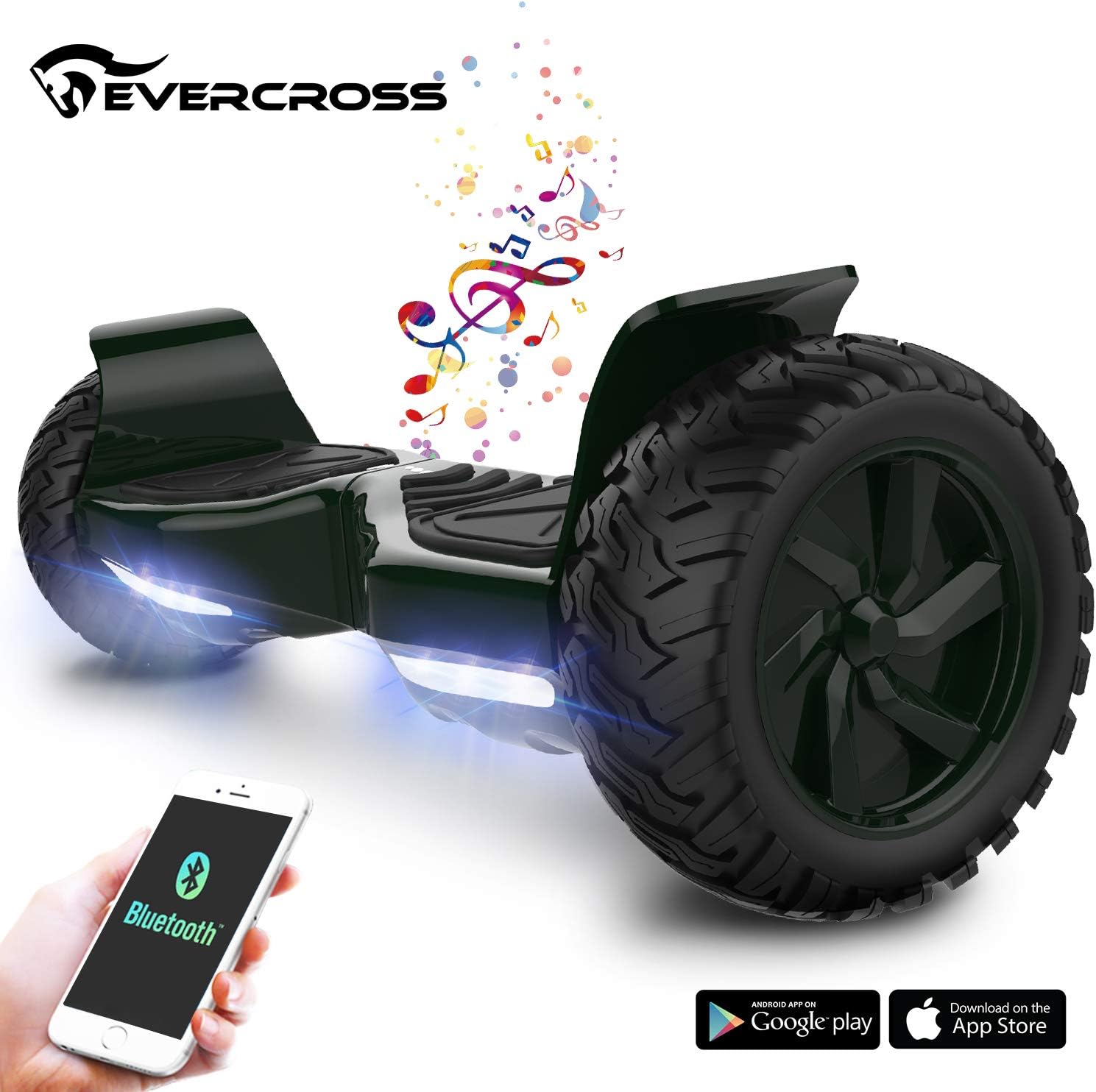 EverCross EL-ES03 Board Self Balancing Scooter SUV 8.5 All-Weather Tire Hover Through Tough Road Condition Bluetooth APP (Green)