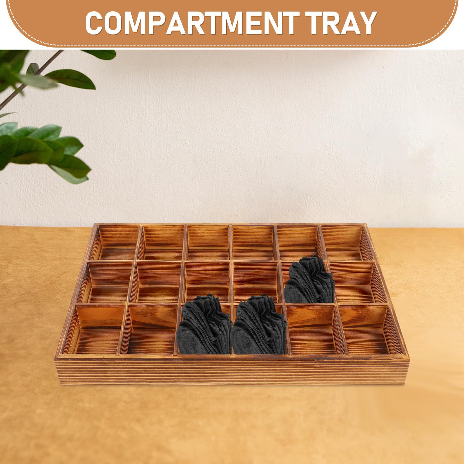 Organizador Compartimentos 18 Diseño con para Multicompartment de Ropa Interior y Calcetines de Madera Clasificar y Almacenar de Forma Versátil y Elegante Prendas y Accesorios