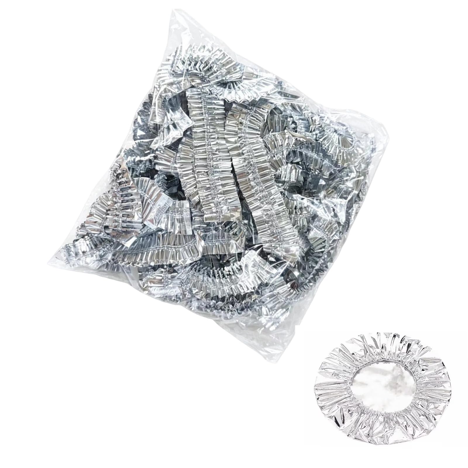 MCAOAL Foil Plate Covers with Elastic Trim, Aluminum 20 Cm Food Covers for Bowls and Plates, 50 Pack for Meal Prep and Split Mealtime Use At Home