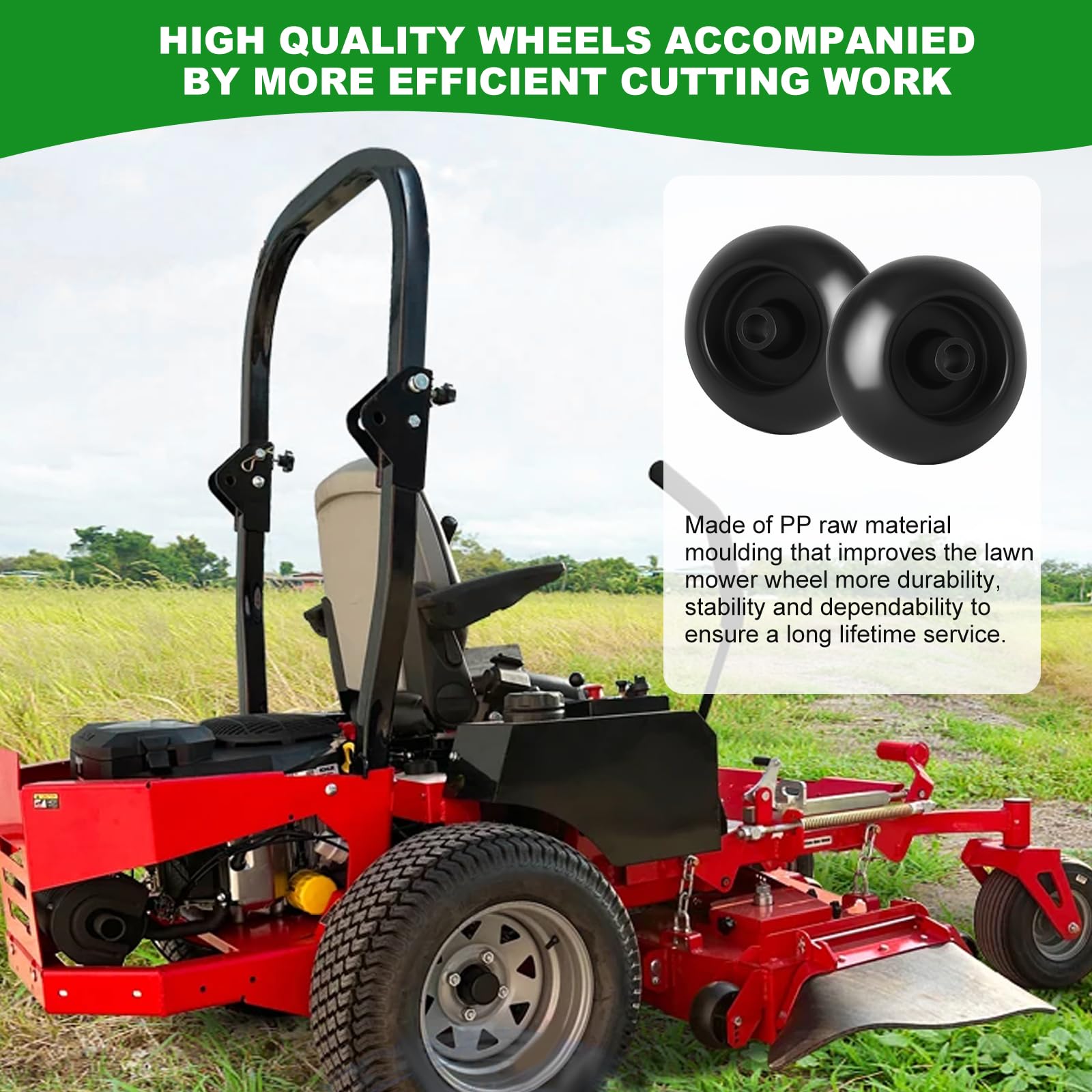 Paquete de 6 kits de rueda y pernos para cortacésped anticuero cabelludo 103-3168 reemplazados para Exmark Toro 103-7263 103-4051, Bad Boy 022-5234-98 022-1000-00, Kubota K5351-42110 K537110 -42111 0.
