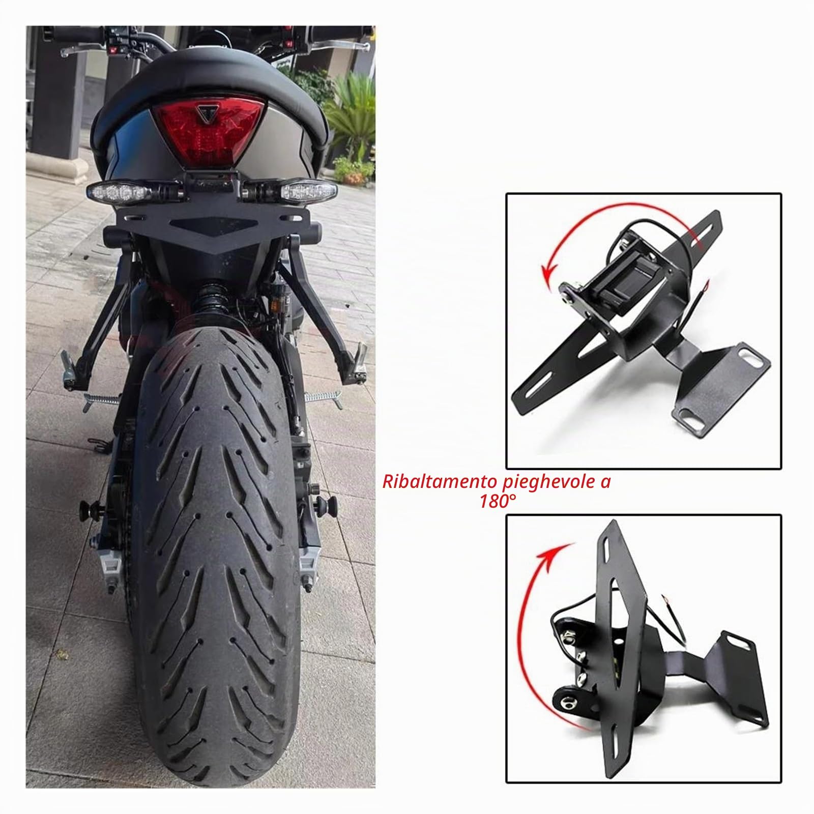 Telaio Porta Targa Moto Supporto Portatarga Per Triumph Per Trident660 Per Trident 660 Supporto Per Targa Posteriore Per Motocicletta Supporto Posteriore Regolabile Pieghevole