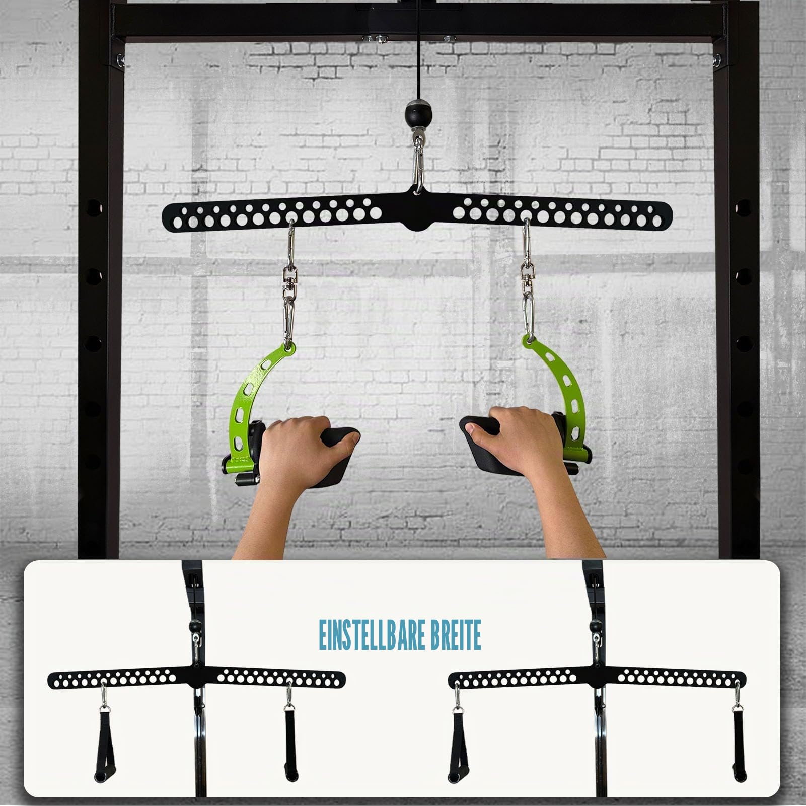 Multi-Grip LAT Pull Down Bar für Home Gym Fitness, Spreizplatte LAT Pulldown Aufsätze für Pulley System Kabelmaschine, Doppel- bis Einzelkabel Befestigung Übungsgriff