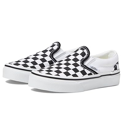 Vans Kids Classic Slip On (Little Kid/Big Kid) Kids Shoes (Checkerboard) Black/True White