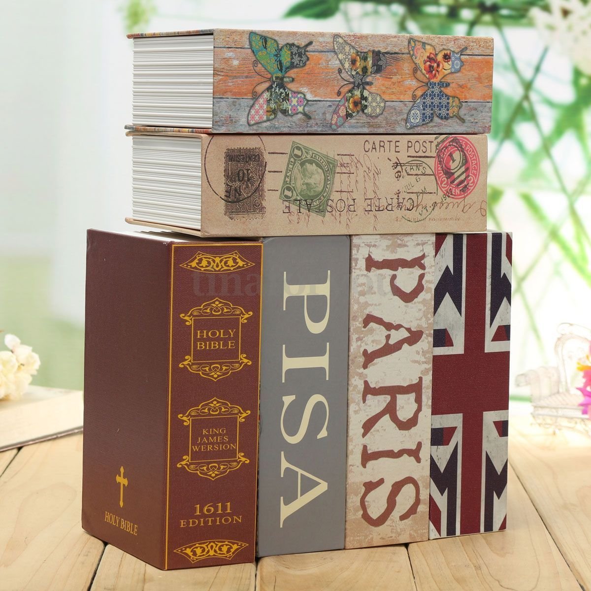 Cassetta di sicurezza per libri di simulazione dimensioni grandi 17,8 x 11,4 x 5,1 cm con chiave di blocco e contanti, scatola portagioie per regali di Natale per bambini (stile 3)
