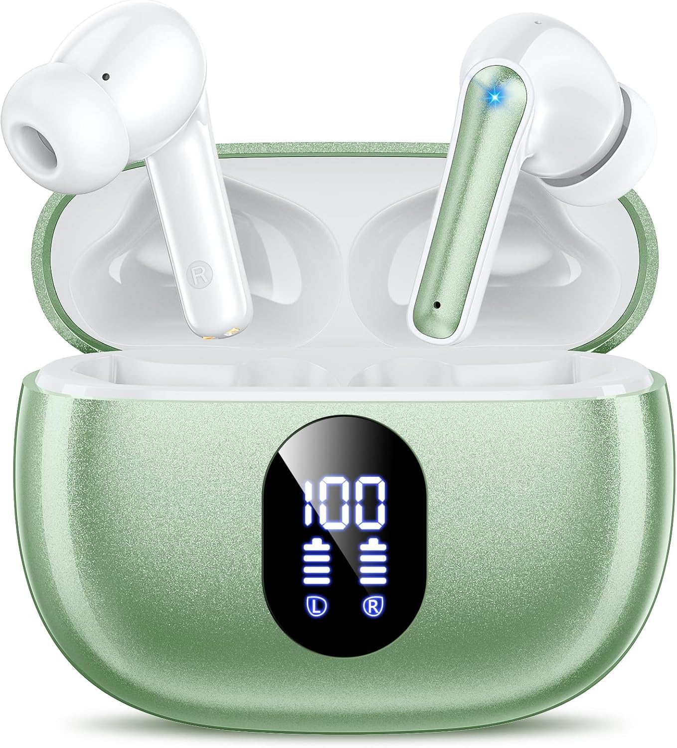 ZZUWireless Earbuds, Bluetooth Ear Buds with Big Bass Stereo Sound, 48 Hours Playtime, Lightweight in-Ear Fit Earphones, IPX7, Hands-Free Calls with AI for iPhone, Android, Pad, Sports, Workout