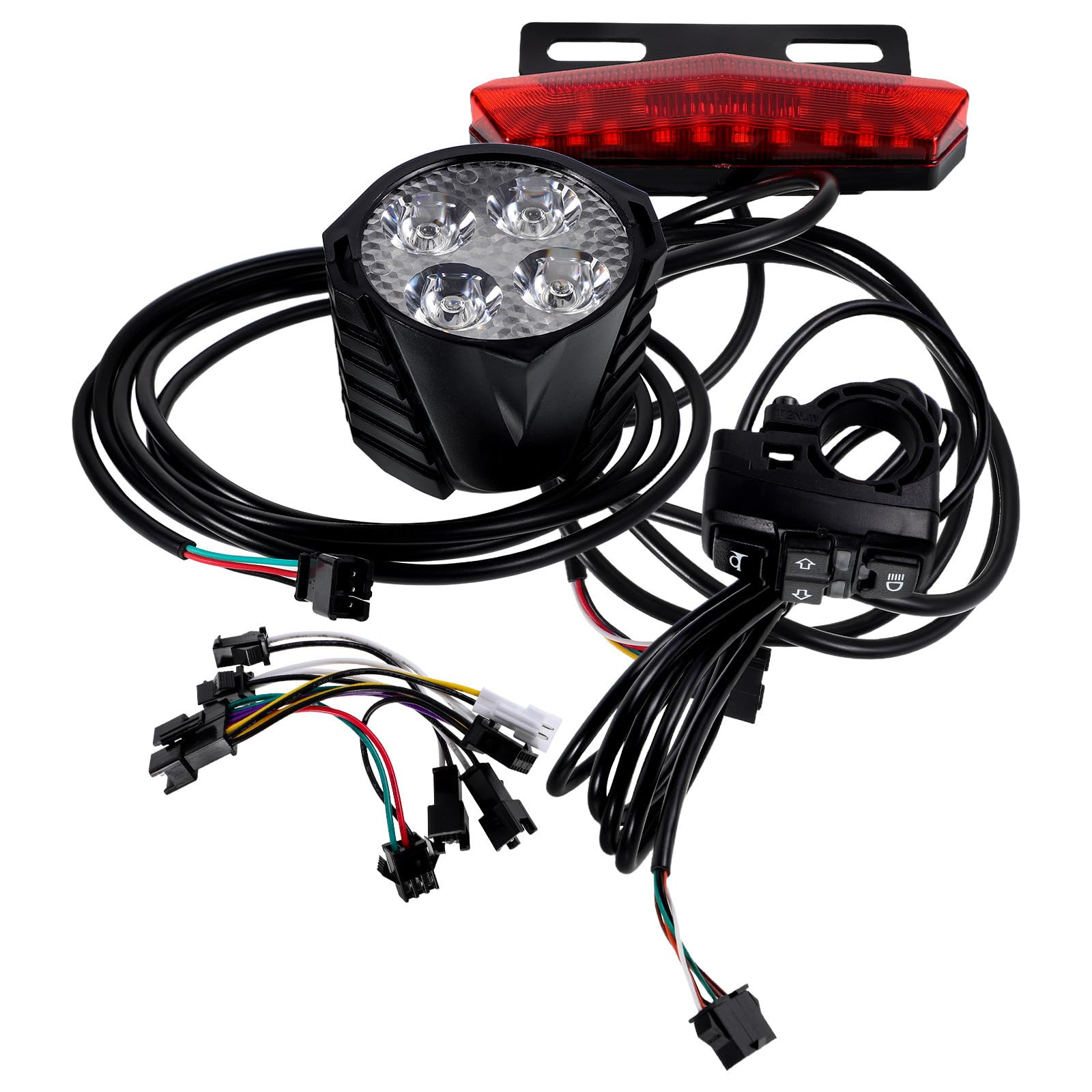 UKCOCO Kit D’éclairage Complet pour Vélo Électrique avec Feux Arrière LED, Clignotants, Klaxon et Bouton Interrupteur, Installation Facile, Compatible Usage Urbain et Sécurité Renforcée
