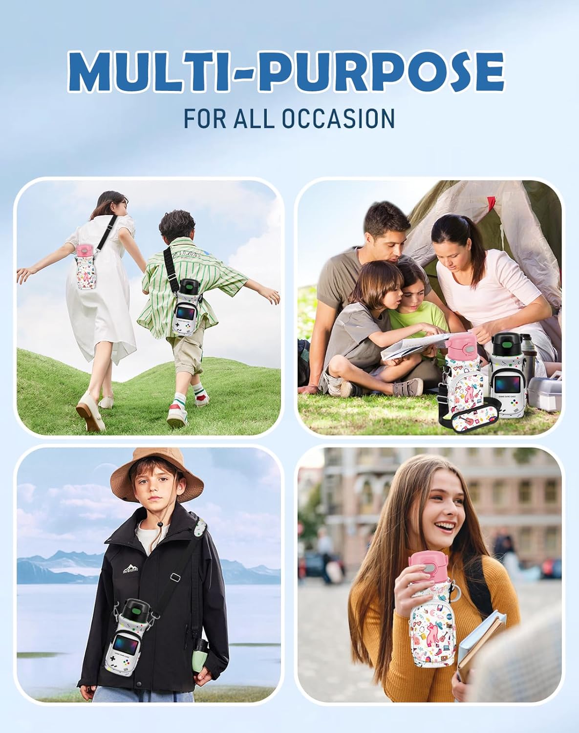 Water Bottle Carrier with Strap - Insulated Neoprene Water Bottle Holder Bag with Pocket for 14-20 oz - Image 6