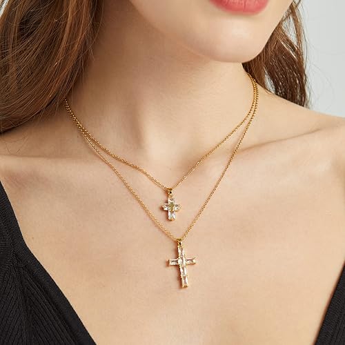 Miniatura 3 de Gold Cross Necklaces for Women 18k Gold Plated Adjustable Layered Cross Necklace Cubic Zirconia Cross Necklace Cross Gifts for Women