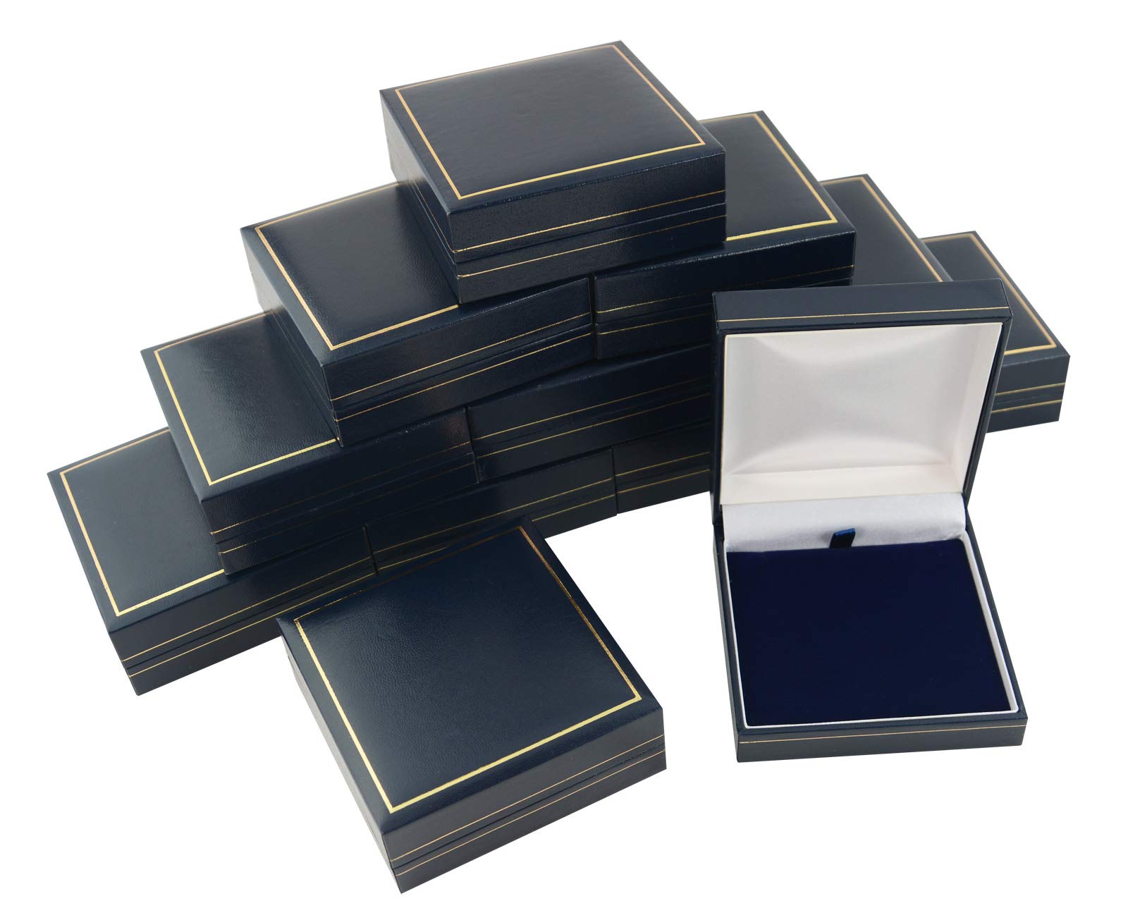 Box Displays Blue Leatherette Universal Pendant Boxes With Gold Trim Jewelry Display Wholesale Pendant Box Jewellery Box Gift Boxes (24)