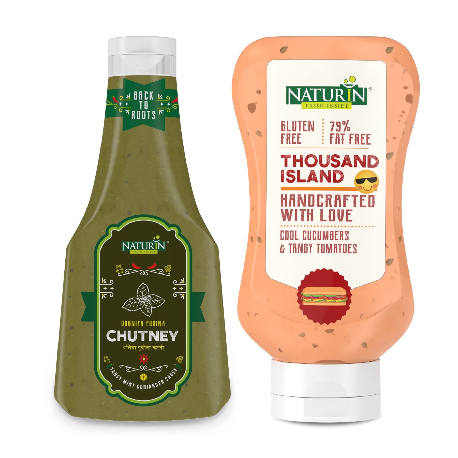 Naturin Combo Pack of 2- Dhaniya Pudina Chutney 370g and Thousand Island 290g | Gluten Free | Tangy Mint Coriander Sauce – Pudina ki Chutney, Perfect Indian Chutney for Indian Snacks | TID Dressing (B09QYTBM33) Amazon Price History, Amazon Price Tracker