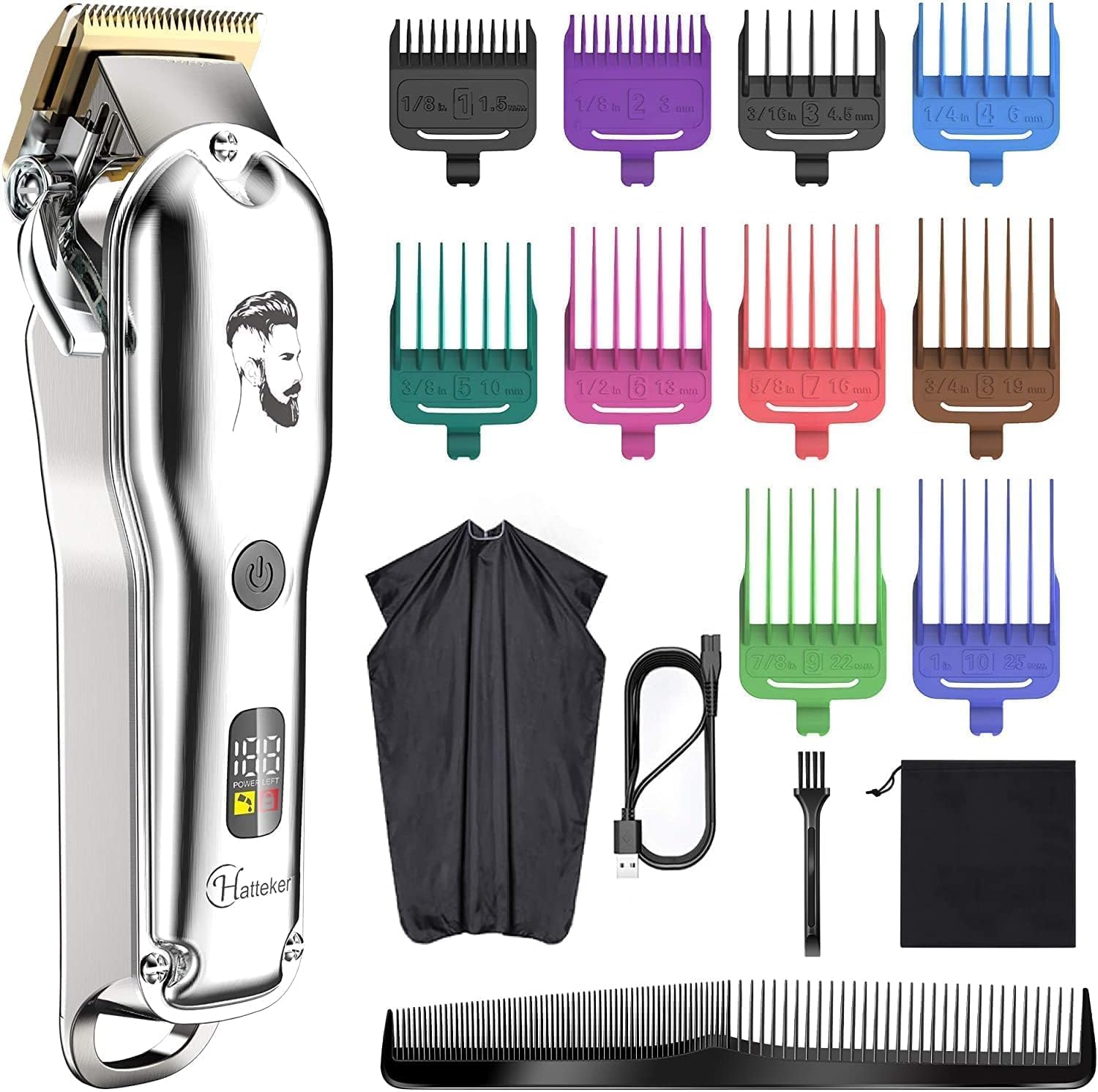 Hatteker Haarschneidemaschine Profi Haarschneider Herren Haartrimmer Bartschneider Barttrimmer Präzisionstrimmer Langhaarschneider Männer Wasserdicht IPX7
