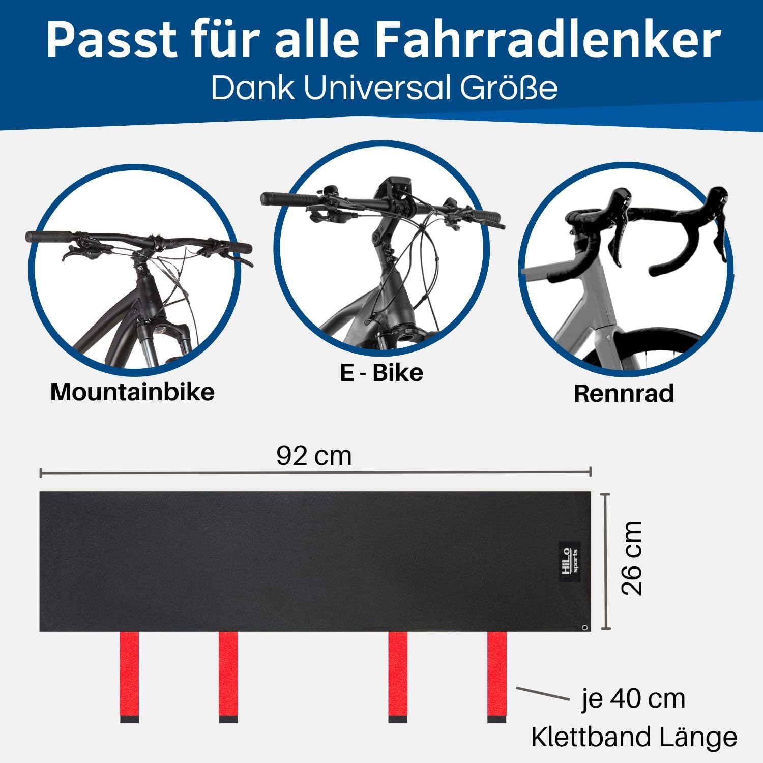 HiLo sports Lenkerschutzhülle E-Bike wasserdicht - [Für alle Fahrradlenker] - Passt auch für große Lenker mit Hörnchen - Reißfester Fahrrad Transportschutz - Fahrradschutz Heckträger (Rot)