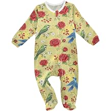 Baby Onesie Long Sleeve Romper Cotton One Piece Footies Floral Birds Roses Berries Jumpsuits Sets 0-24M