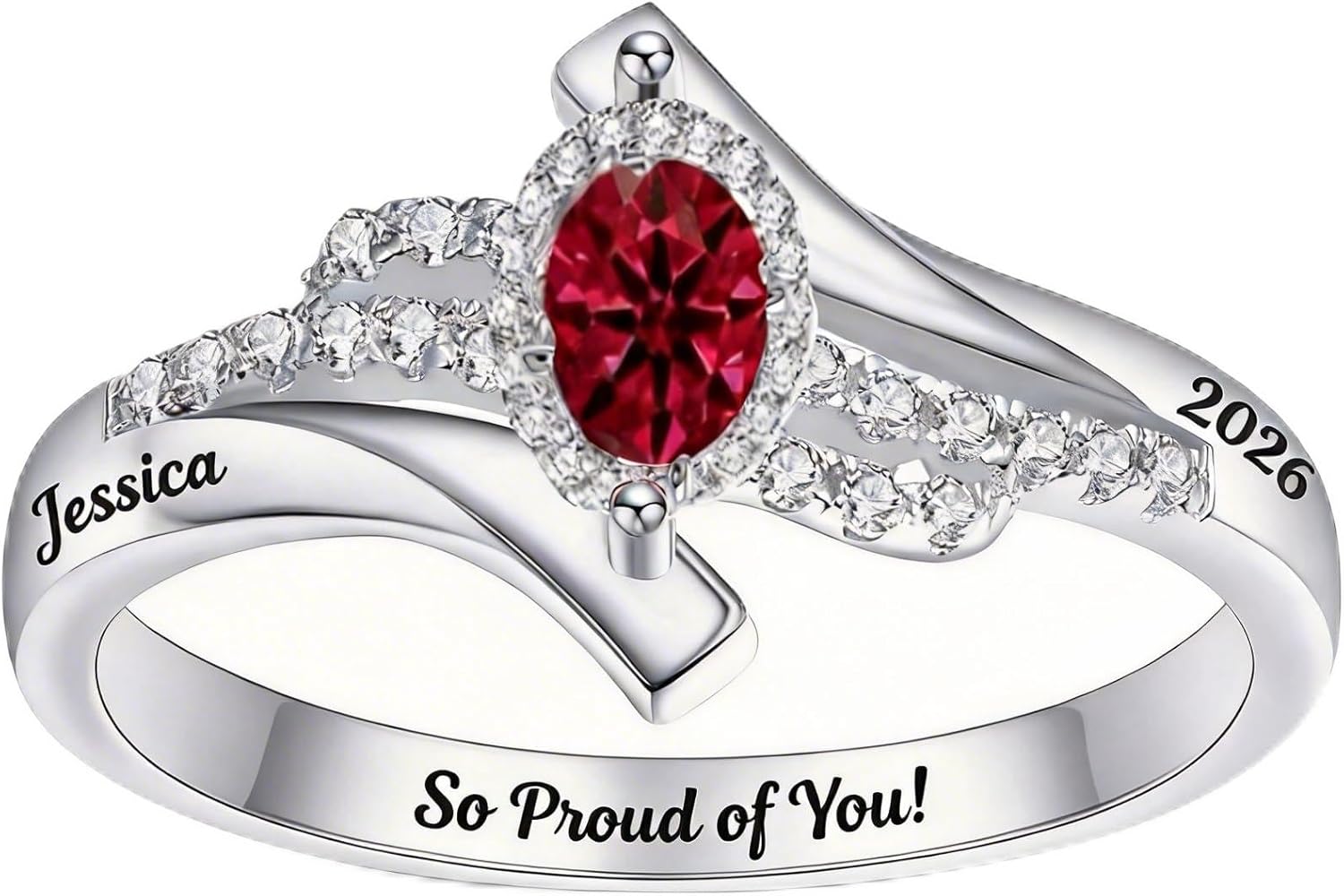 Dorunmo Personalized Class Rings for Women 2026 Custom Graduation Ring 925 Sterling Silver Birthstone High School College Senior Jewelry Gift