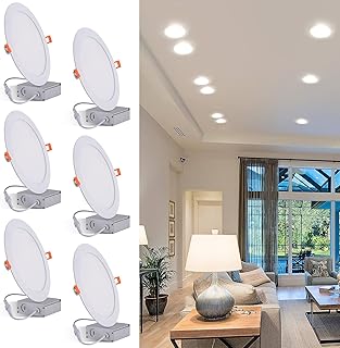 8 Inch LED Recessed Light with Junction Box, 6 Pack Ultra Thin LED Reces...