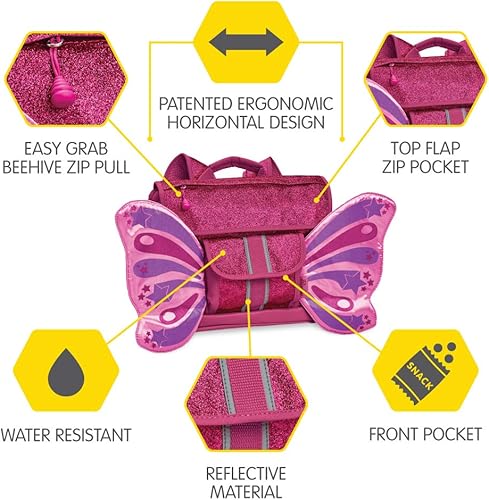 Miniatura 4 de Bixbee Mochila para niños pequeños con alas Edades de 3 a 5 Guardería preescolar y primaria para niños rubí frambuesa Ruby Raspberry S Viajar