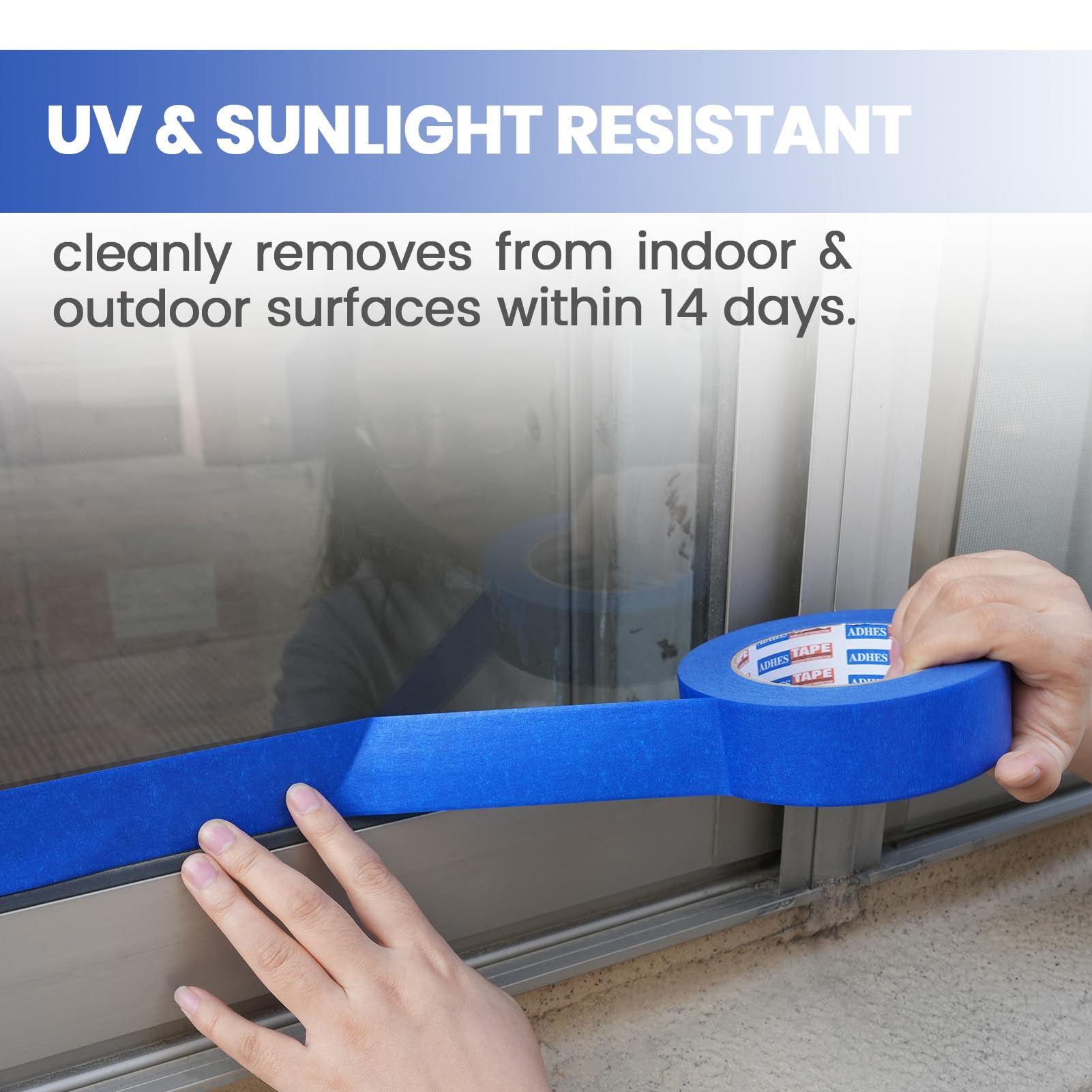ADHES Cinta de Pintor, 24mm x 55m x 36rollos cinta adhesiva azul cinta carrocero pintura para Pintores, para Pintar y Decorar, Interior y Exterior