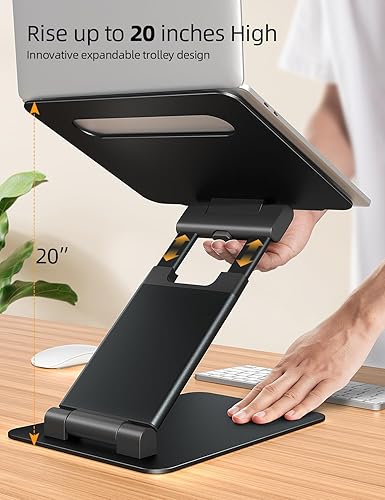Miniatura 5 de Nulaxy Soporte para computadora portátil para escritorio, convertidor ergonómico de soporte para laptop sentado a pie, altura ajustable de 1.2 a 20