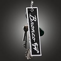 Vista 5 de Detroit Shirt Company Llavero bordado con logotipo de Ford Bronco 5" x 1" logos delanteros y traseros, Negro