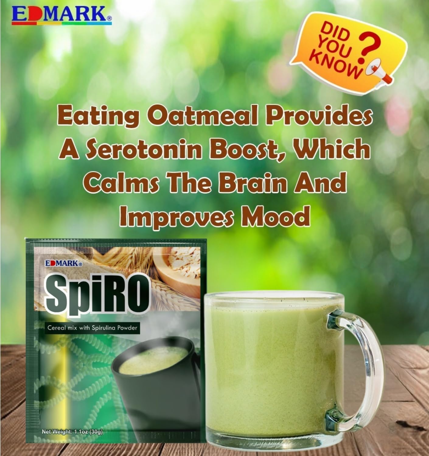 EDMARK Spiro Instant Meal Powder - Nutritional Cereal Mix Powder - 1.1oz (30g) X 20 Sachets Box