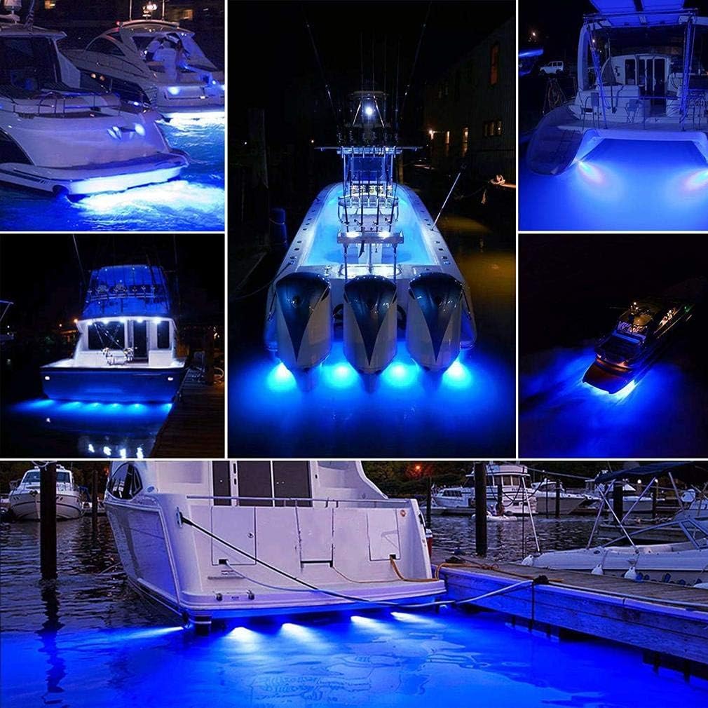 LABLT Blue 27 50W Underwater Boat Marine Transom Lights 316 Stainless Steel Pontoon Transom Lights Boat Deck Light Stern Lights Fishing Night Light