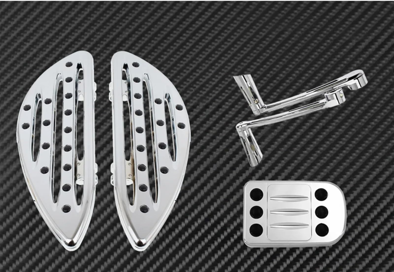 Estriberas Traseras Motocicleta Para HAR&LEY Touring Softail FL Estriberas Cromadas Para El Suelo Conductor Tablero Pie Delantero Palanca Cambio Talón Almohadilla Pedal Freno Estriberas Motocicleta