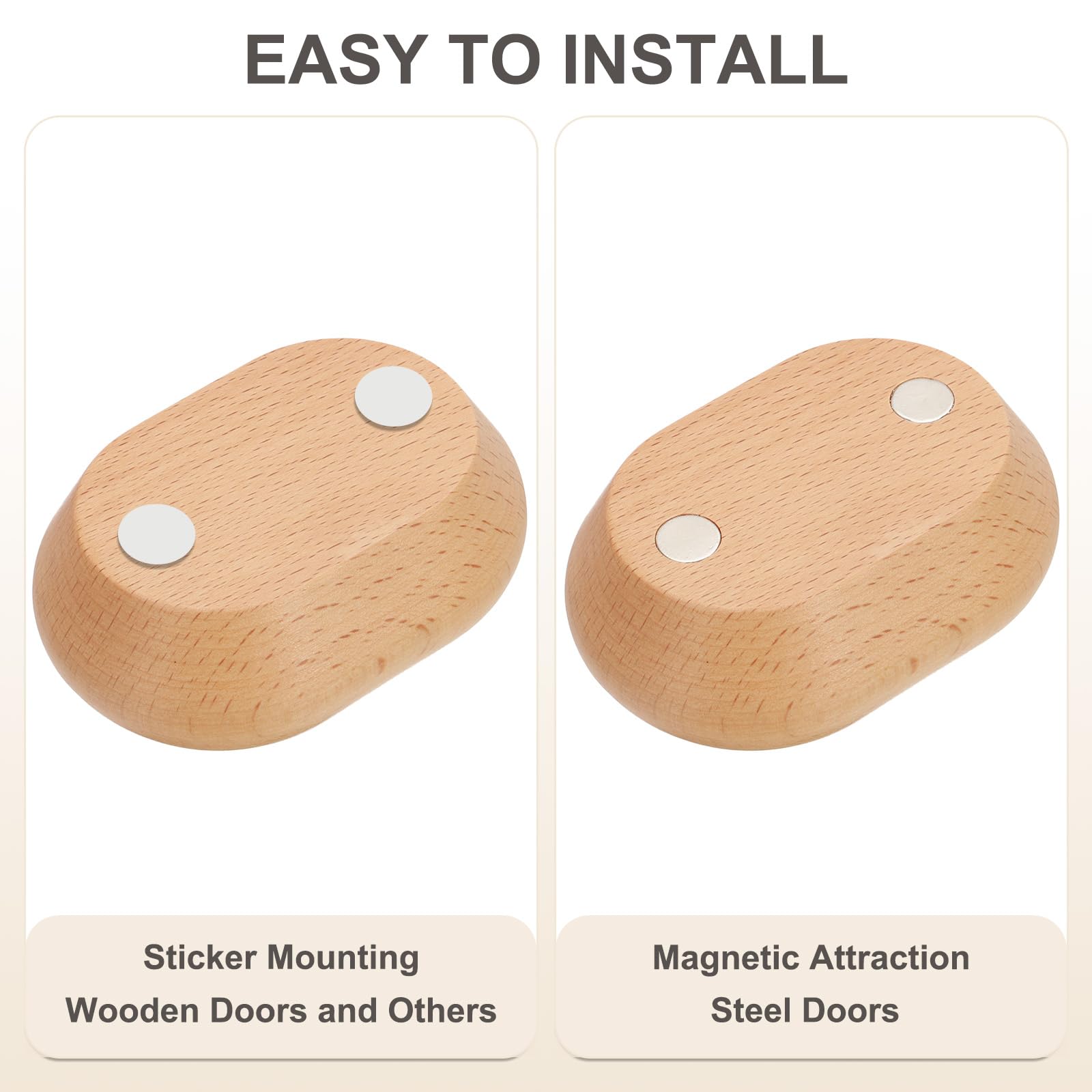 PATIKIL Magnetic Shopkeepers Bell for Door Opening Woodybeing Door Chime for Business Office Ornaments Hanging Decoration Entrance Fridge Sticker Beech (Oval) - Image 4