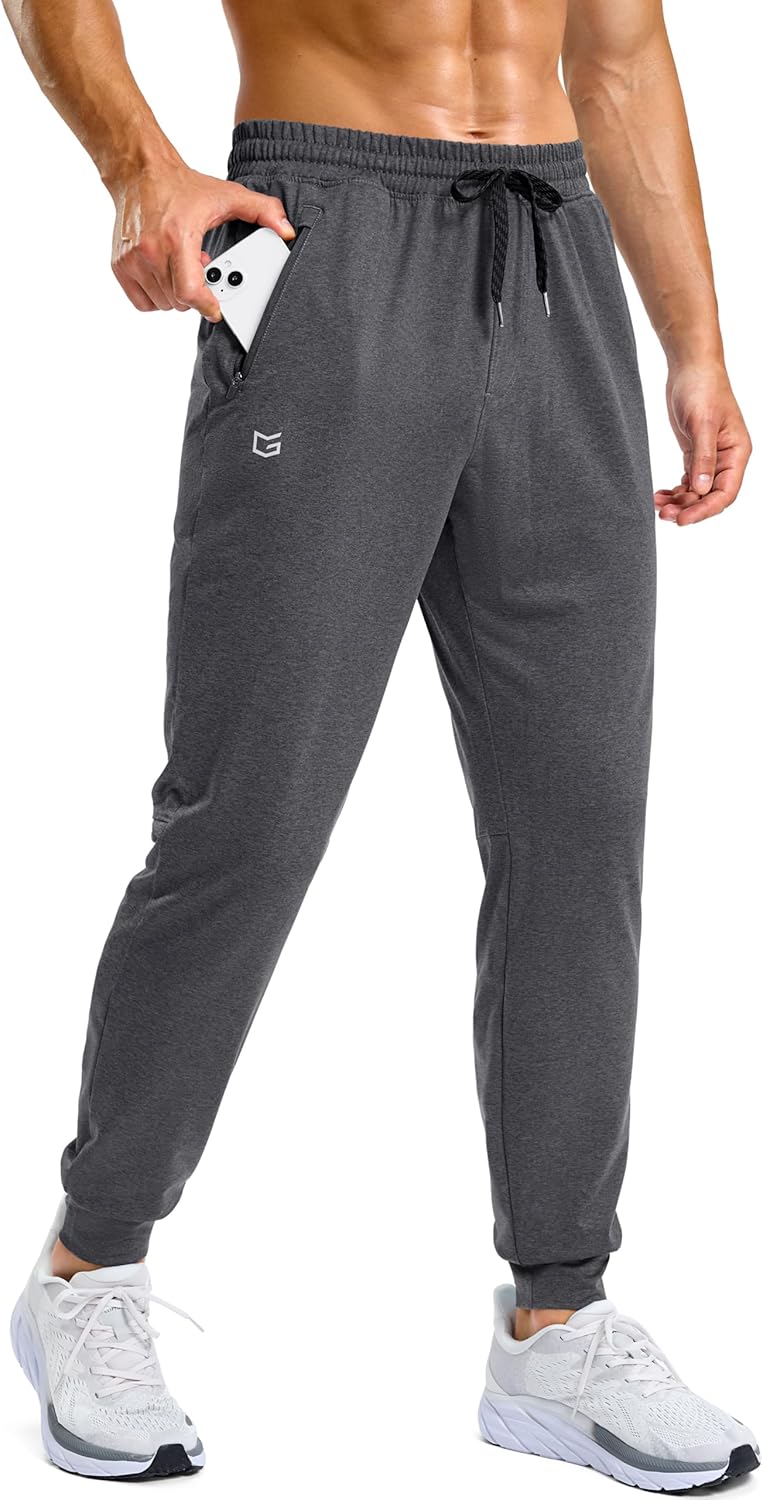 G Gradual Men's Sweatpants with Zipper Pockets Stretch Tapered Joggers Quick Dry Athletic Workout Gym Pants for Men
