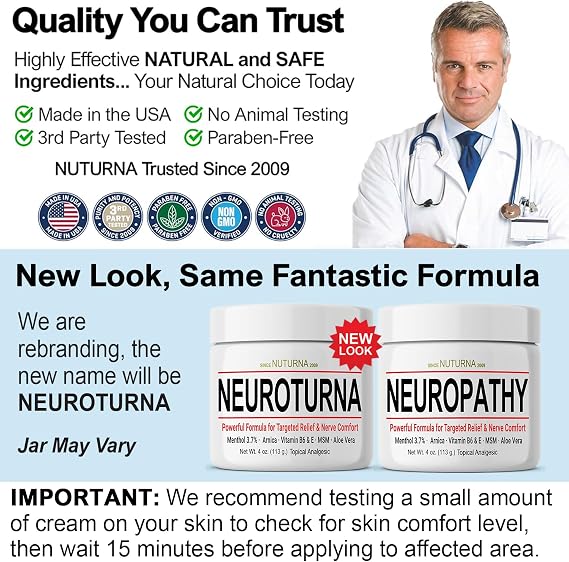 Neuropathy Nerve Cream - Fast Acting for Feet Hands Legs Toes - Ultra Strength Menthol, Arnica, Aloe Vera, MSM, Natural Soothing Nerve Comfort - Extra Large 8 oz