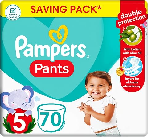 Pampers Baby Dry Pants Diapers, size 5, 12-18 kg, with Lotion with Olive Oil, 70 baby Diapers