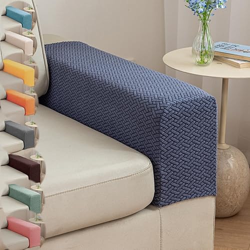 Miniatura 19 de Juego de 2 fundas para reposabrazos y sillas, protectores elásticos para reposabrazos de sofá con agarre antideslizante, tela de poliéster lavable a