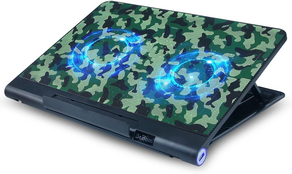 BeBom Cooling Pad For 14"-17" Laptops With 2 Quiet 120mm Fans, 3 Adjustable Height Settings (2 USB 2.0 Ports)Ultra Slim USB Powered