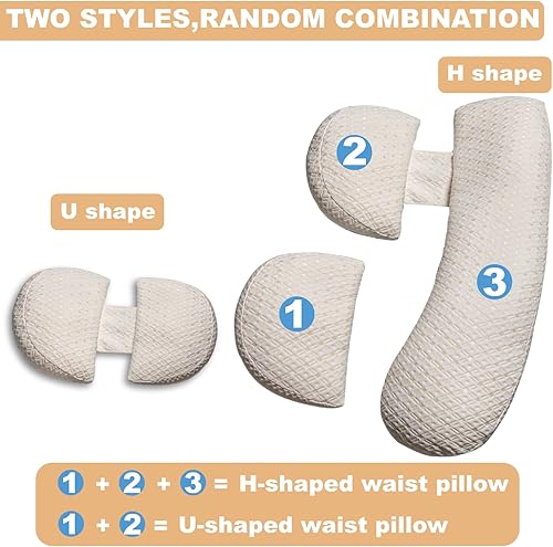 Miniatura 4 de Almohada de embarazo, almohada de maternidad con funda de almohada desmontable y ajustable, almohada de cuerpo completo para adultos que duermen,